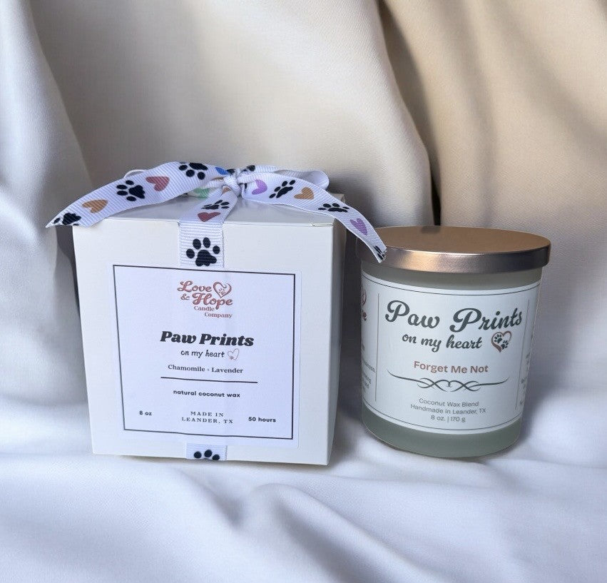 Paw Prints on My Heart Memorial Candle